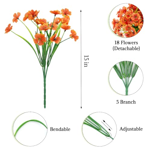 Artificial Fall Flowers Bundle - Outdoor 16 Pcs with 2 Colors - Adjustable & Realistic