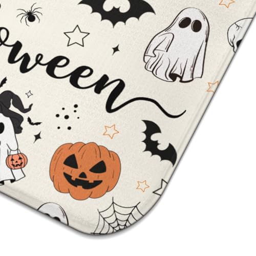 Halloween Dish Drying Mat for Kitchen Counter - Happy Halloween 18x24 Inch Pumpkin Ghost Pattern Microfiber