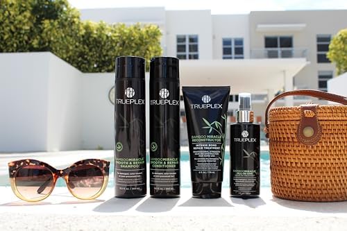 Trueplex KERATHERAPY Bamboo Miracle Reconstructor Bond Repair Treatment, 6 oz., 178 ml - Vegan Thermal Protection & Hair Strengthener for Damaged Hair with Argan Oil, Cysteine, & Bamboo Extract