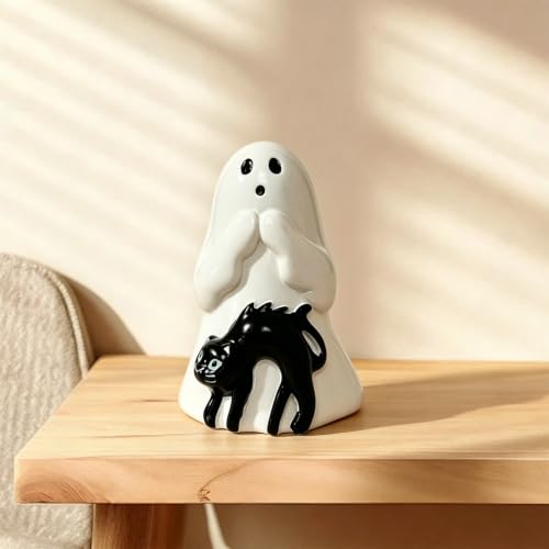 Halloween Ghost Figurine Cute Cat Spooky Resin Statue - Style 21