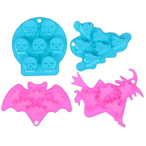 Halloween Silicone Candy Mold Set - Ghost & Skeleton Shapes, 13 Cavities