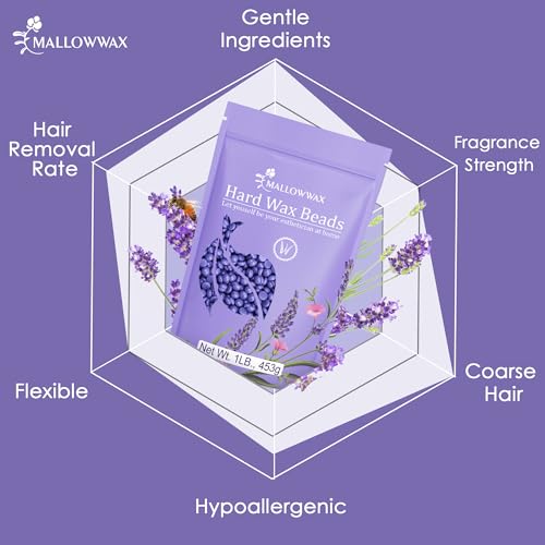 Lavender Hard Wax Beads for Hair Removal - 16oz Natural & Gentle