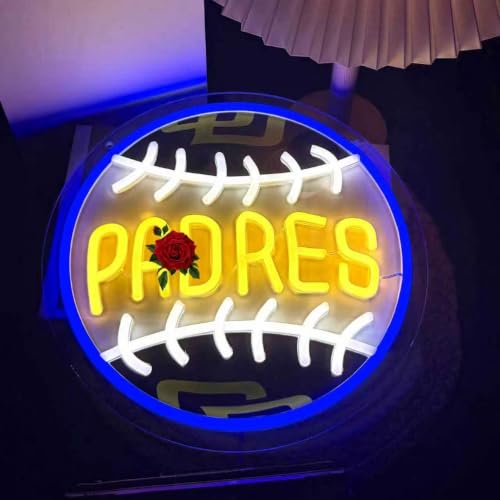 Baseball Neon Sign LED Wall Light for Man Cave Bedroom Garage - Dimmable USB Powered