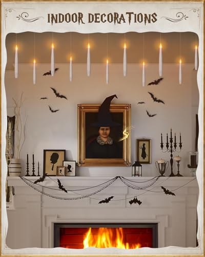 White Floating Candles with Wand - 20 Flameless LED Taper Candles - Magical Decor