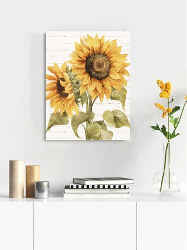 Sunflower Wall Decor Canvas - Rustic Floral Artwork for Living Room 16x24 Variation of THIS listing