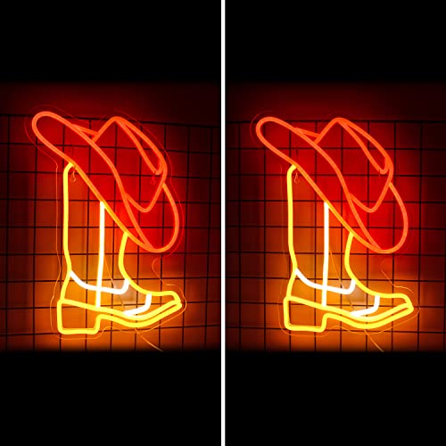 Horseneon Cowboy Neon Sign with Cowboy Hat & Boots - Western Wall Decor