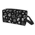 Halloween Skull Cat Moon Gothic Cosmetic Bag - White2 Travel Makeup Pouch