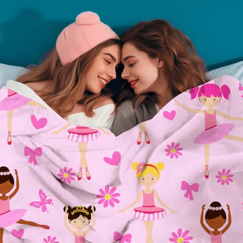 Big 80x60 Inch Girl Ballerina Blanket for Adults Super Soft Flannel Throw - Color 1