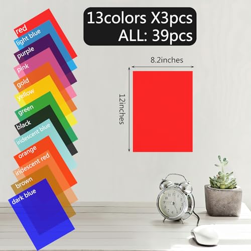 Self-Adhesive Glass Window Film Set - 13 Colors, 8.2 x 11.8 Inches - DIY Decor Bundle