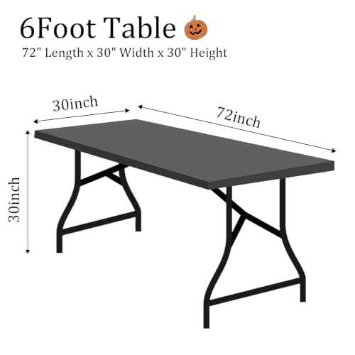 Halloween 2 Pack 6ft Rectangular Spandex Tablecloths with Pumpkin Ghost Print - Black, Orange, White