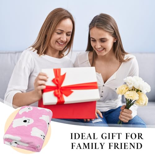 Cute Ghost Halloween Throw Blanket - Pink 50x60 Inches for Women Men