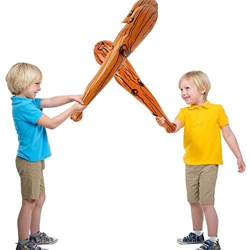 Inflatable Caveman Bat Stick Set - 20 Brown 35-Inch Party Props for Halloween & Cosplay