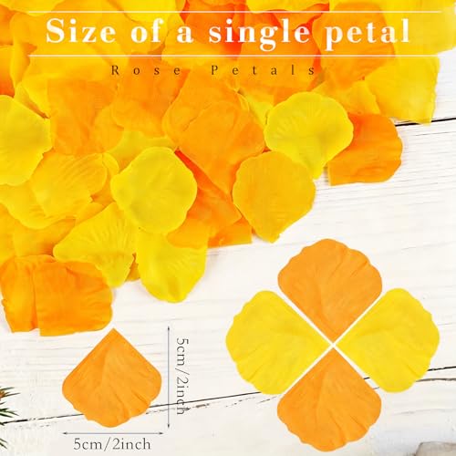 Artificial Orange and Yellow Rose Petals for Wedding and Party Decor - 3000 Pcs
