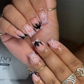 Halloween Press On Nails Medium Square Fake Nails with Spider Web Bat Design - Halloween Fake Nails 30