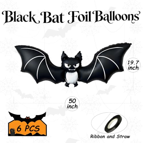 Pensar A 6 Pack Halloween Bat Balloons - Black Bat Balloon Decor for Party
