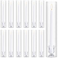 12-Piece Glass Candle Holder Set with White Candles for Weddings & Events