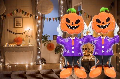 Halloween Skeleton Balloon Set - Spooky Pumpkin Head & Skull Man Decorations