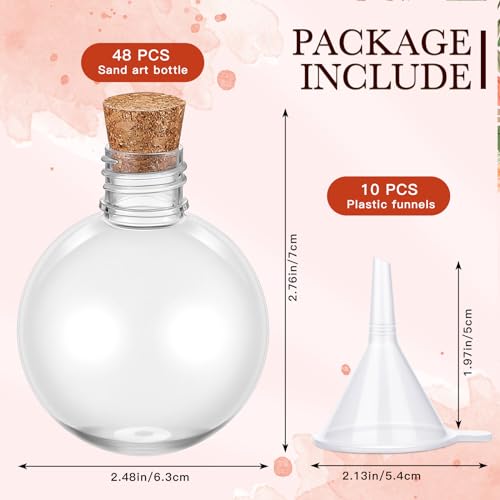 Plastic Potion Bottles with Cork Stoppers - 48 Pcs, Wood Color Variation