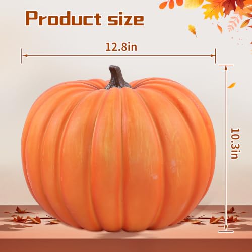 Large Glossy Orange Artificial Pumpkin for Outdoor Decor - 12.8 Inch, Variation: Glossy Orange