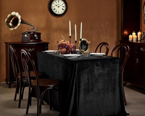Black Velvet Tablecloth 60x102 Inches Luxurious Rectangular Cover with Variation Black / 102" x 60"