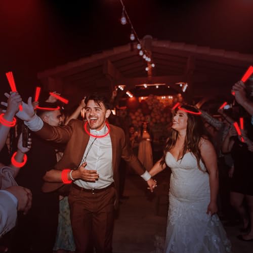 500 PCS Red Glow Sticks Bracelets & Necklaces Bulk with Connectors - Glow in The Dark Party Supplies - Variation: 500red