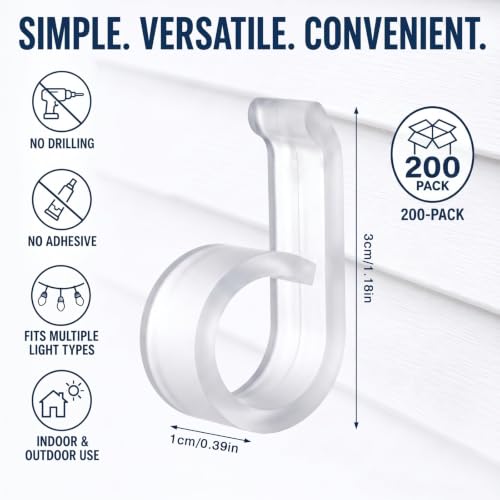 200 Pcs Vinyl Siding Hooks for Christmas Lights – Weatherproof Siding Clips with Variation 200