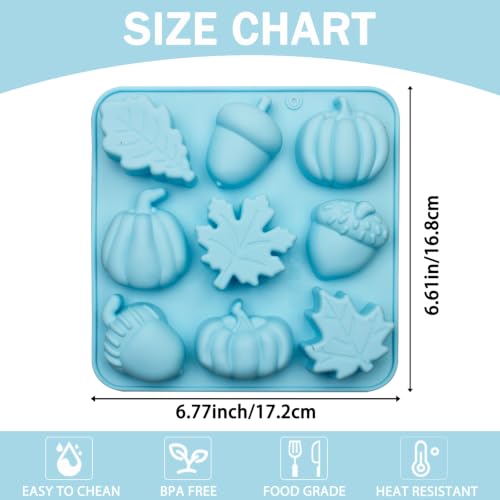 Fall Harvest Silicone Mold for Candy Resin Cake Decorations - Blue, 9 Cavities