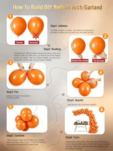 Heavy Duty Orange Latex Balloons - 100 Pcs 12 Inch Party Decorations, Variation C14
