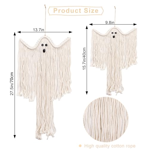 Halloween Ghost Wall Decor Set of 2 - Boho Macrame Spooky Wall Hangings