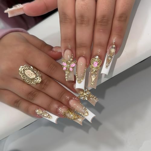 Pizadix 110 Pcs Gold Pink Nail Charms Set - Heart, Cherries, Bows & More, Variation: Gold Pink