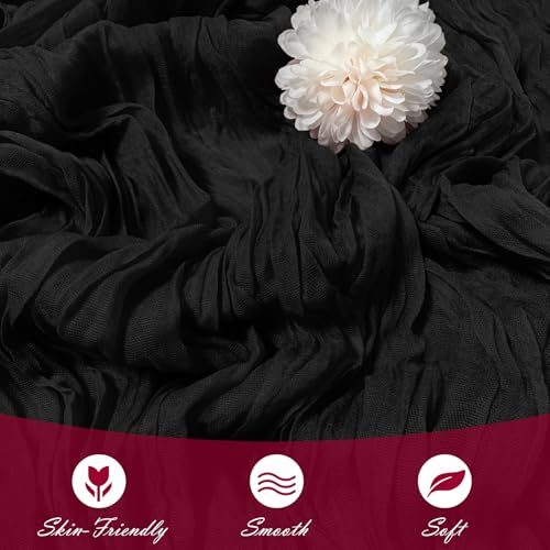15 Pack Black Cheesecloth Table Runners - 17 x 108 Inches Rustic Wedding Party Decor