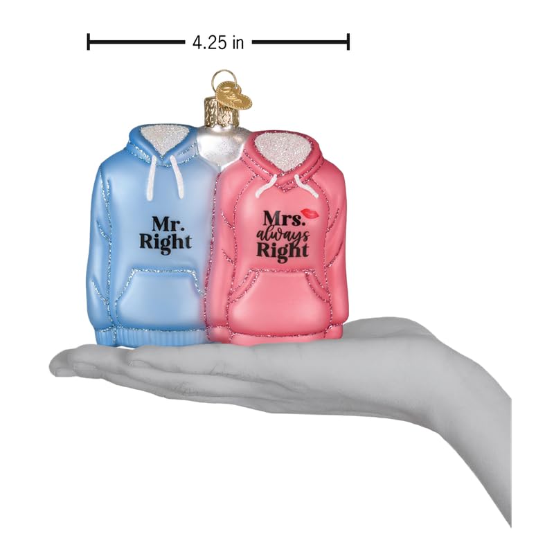 Glass Blown Christmas Ornament for Couples - Mr. & Mrs. Hoodies Handcrafted Holiday Decor