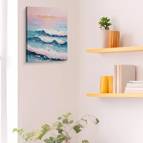 Ocean Wave Canvas Wall Art - Surf Design, 8x10 Inches, Coastal Beach Decor - Surf-02