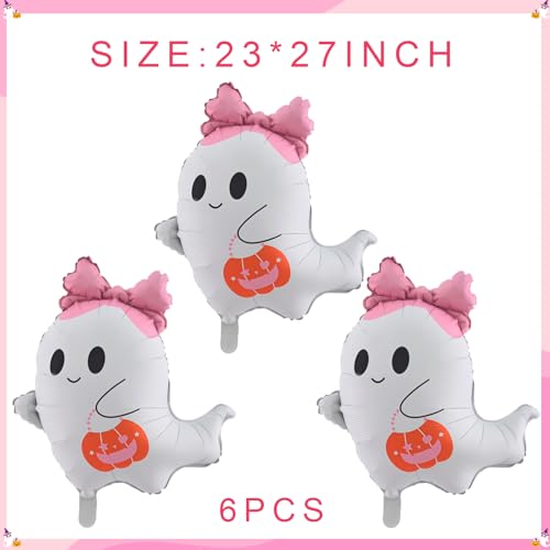 Halloween Ghost Balloons Set - 6 Foil Party Decorations for Halloween & Themed Events