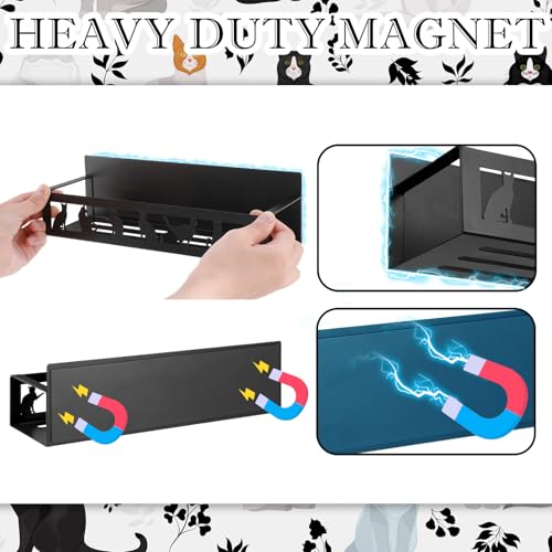 Magnetic Spice Rack for Refrigerator Black Cat - 2 Pcs Kitchen Organizer Set