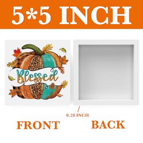 Blessed Pumpkin Wooden Box Sign - Fall Decor Religious Harvest Rustic Home & Office
