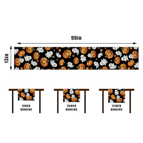 Halloween Table Runner 13x90 Inch Ghost Pumpkin Decor for Home - Variation of Halloween / Table Runner