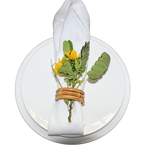 Bamboo Napkin Ring Set of 6 - Handmade Natural Table Decor, Garden Variation