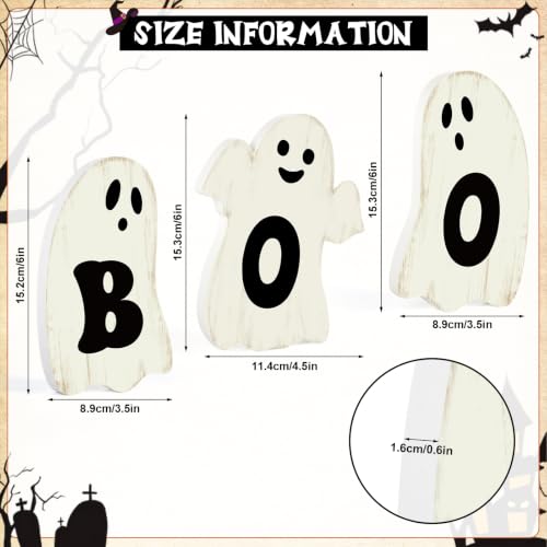 Halloween Ghost Wooden Signs Set - Boo Variation Indoor Holiday Decor