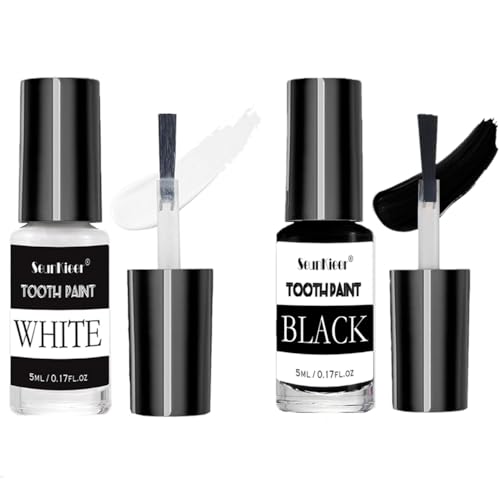 Multicolor Tooth Paint FX Set - White & Black Special Effects Makeup for Vampires, Cosplay & Halloween