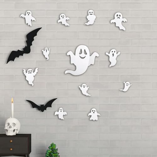 Halloween Wall Stickers Set - 25Pcs Ghost & Bat Decor with Variation Halloween-2
