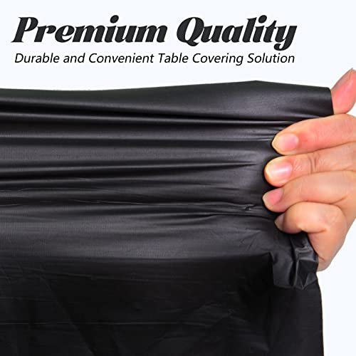 Disposable Plastic Tablecloth Roll 54x2880 Inches, Black, with Cutter for Parties & Events