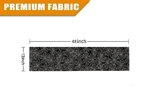 Halloween Table Runner Spider Web Black Linen 13 x 48 Inch for Seasonal Home Decor