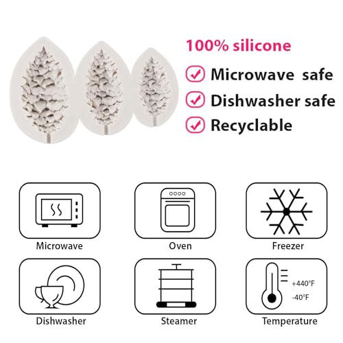 Silicone Pine Cone Cake Mold Set of 3 for Cake Decorating & Crafts