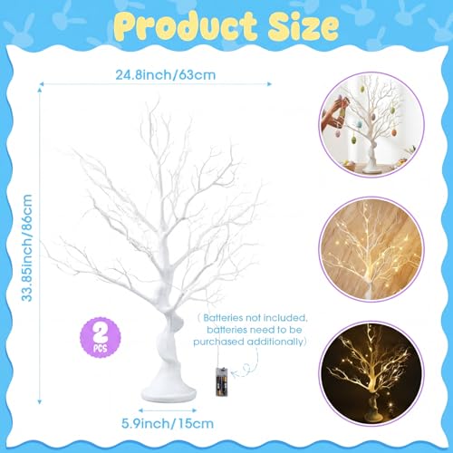 2 Pack 34-Inch Manzanita Trees with LED Warm Lights Halloween Decor