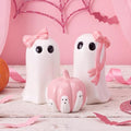 Pink Halloween Decor Set - Cute Ghost & Pumpkin Table Centerpieces - Elegant Style
