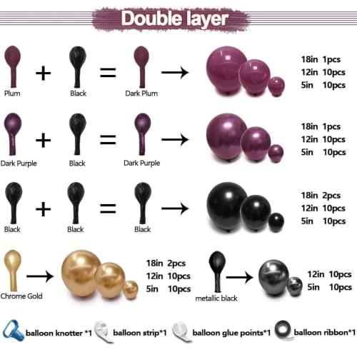 Double Stuffed Halloween Balloon Arch - Dark Purple Black & Gold Variation