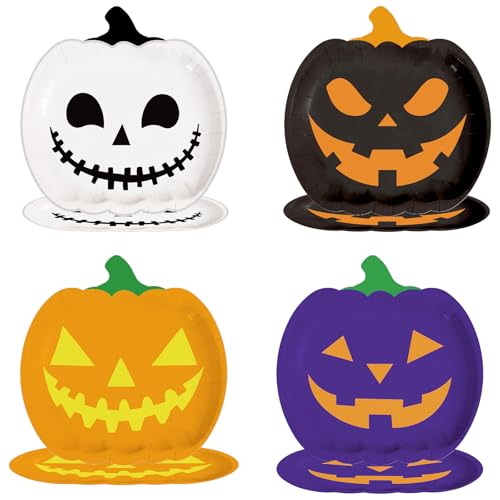 Halloween Pumpkin Paper Plates 7 Inch Disposable Party Dinnerware - 40 Pack