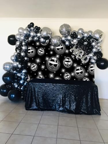8x6FT Black Glitter Backdrop for Photography and Party Decor - Early 2000s Style - Kids Birthday, Cholo Theme Banner