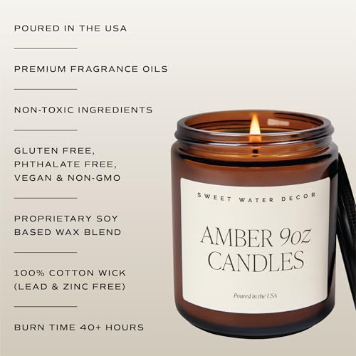 Hello Pumpkin Scented Candle in Amber Jar - Fall Decor, 9oz, Tan Label Variation
